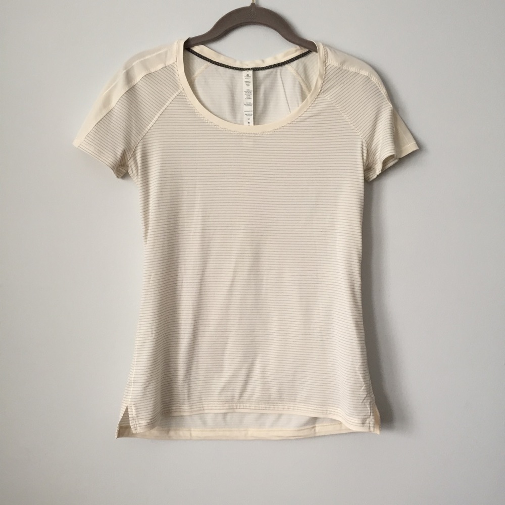 Lululemon Cream Striped Tee